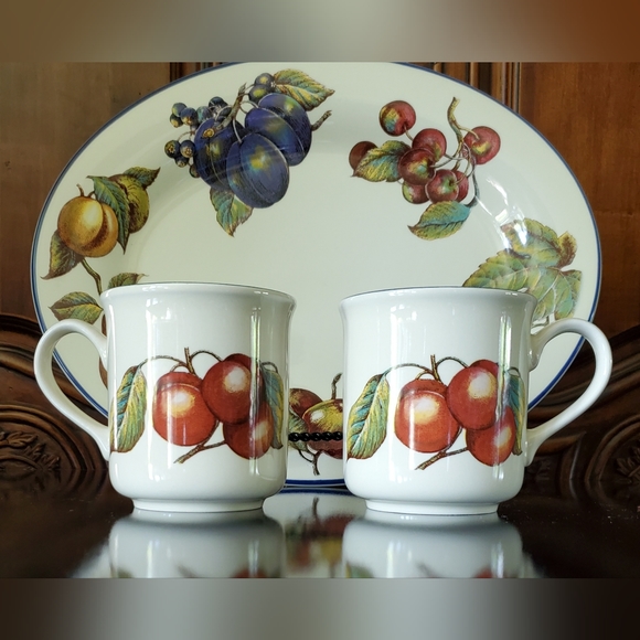 (2)"Autumn Fayre" 10oz Mugs🍒🍑 Pristine by Staffordshire 🇬🇧 - Picture 2 of 7